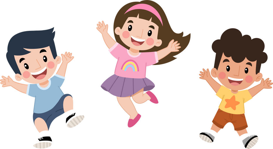 Happy kids jumping illustration, Cute children’s day