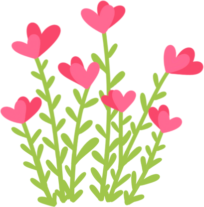 Pink heart flowers