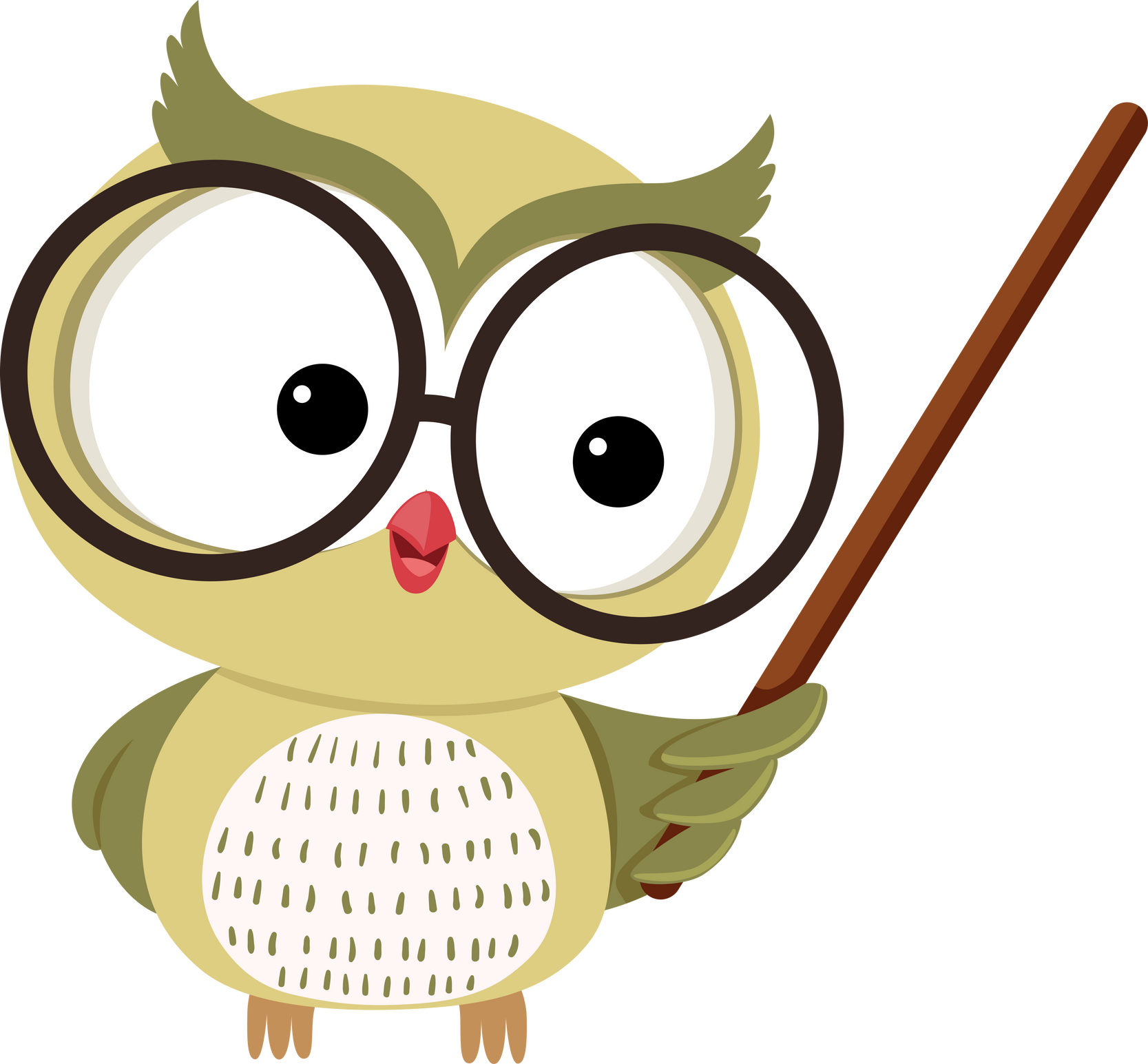 Cartoon Owl Mascot Holding a Pointer